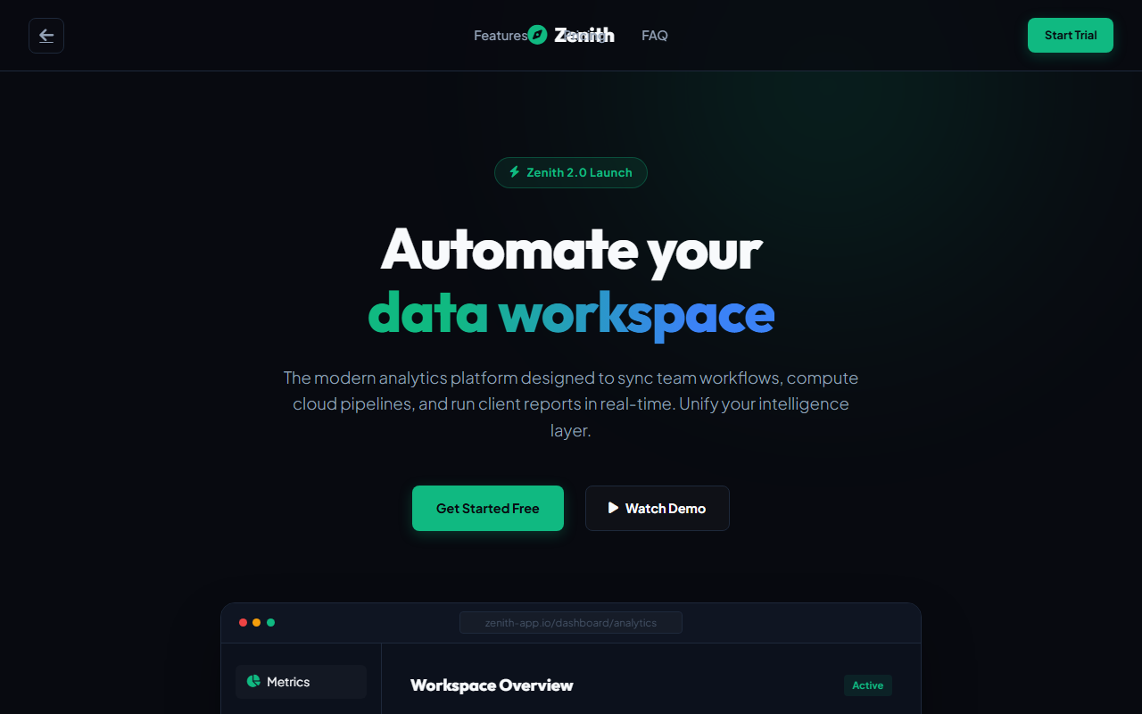 Zenith — SaaS landing page